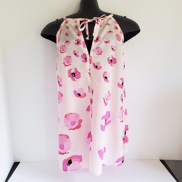 CABI Floating Poppies Tie Back Pink Halter Top M - Picture 5 of 10